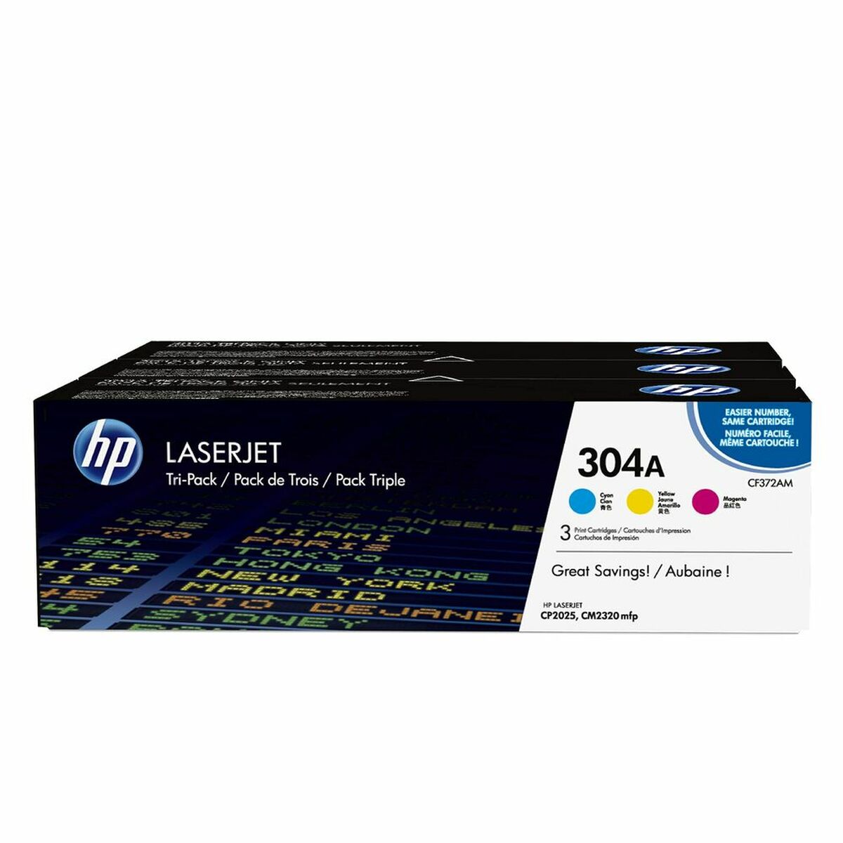 Toner HP Pack de ahorro de 3 cartuchos de tóner original LaserJet HP 304A cian/magenta/amarillo Dreifarbig