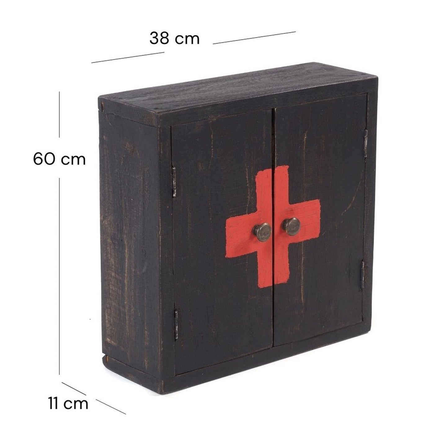 MEDIZINSCHRANK MEDIC | 35x35x13cm, Massivholz | Wandschrank | Farbe: 04 schwarz-natur