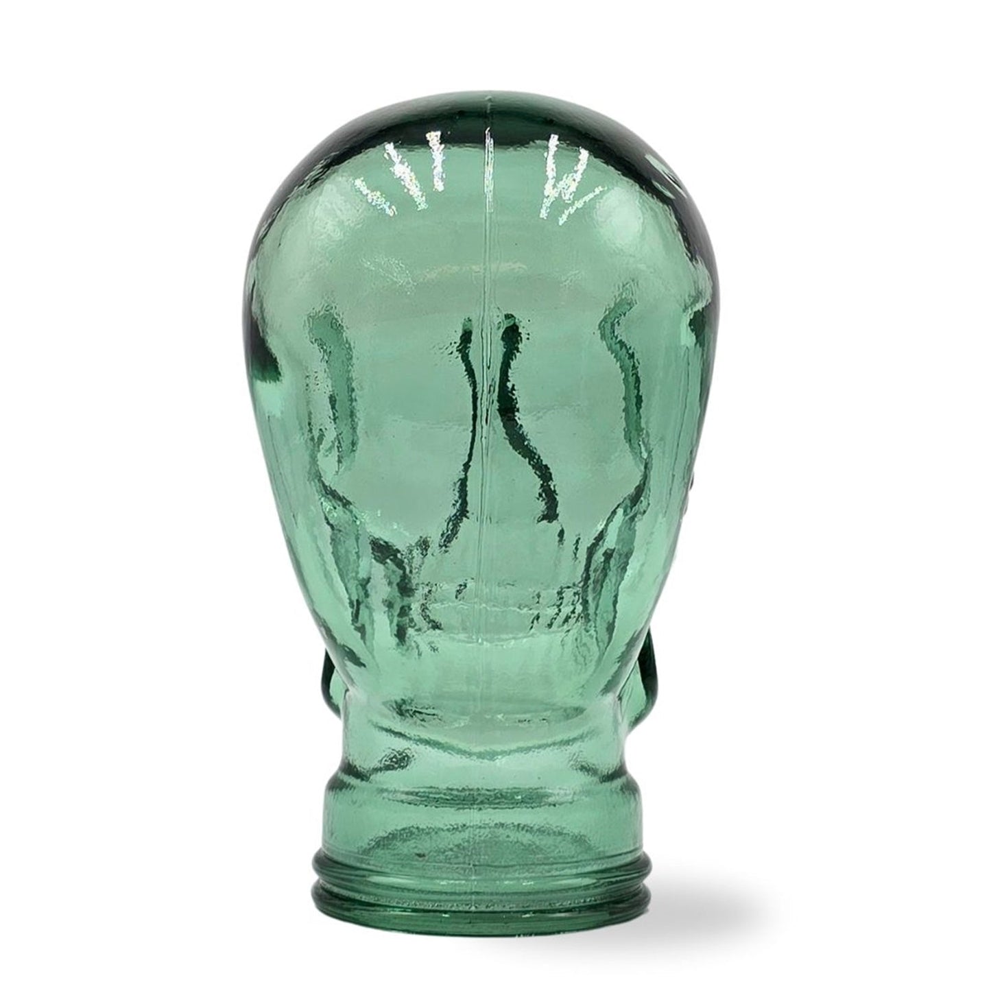 Glas KOPFHÖRERSTÄNDER TOTENKOPF| 26cm Glaskopf Skulptur | Farbe: T03 grün