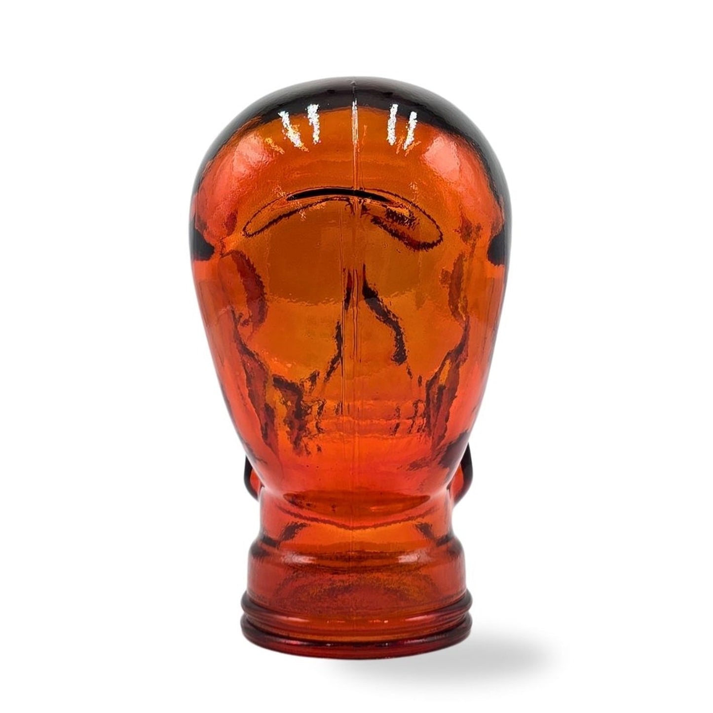 Glas KOPFHÖRERSTÄNDER TOTENKOPF| 26cm Glaskopf Skulptur | Farbe: T04 hot orange