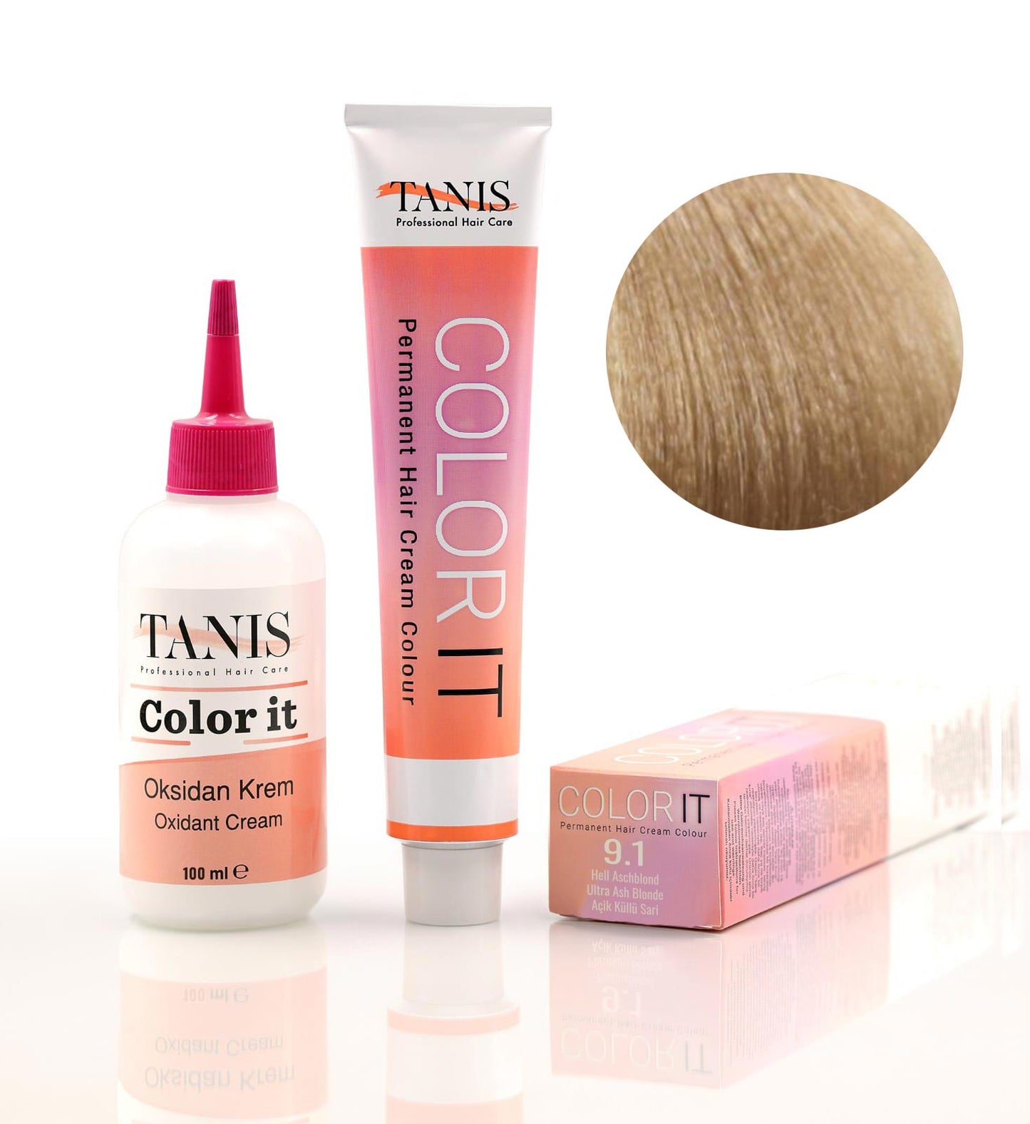 Permanente Haarfarbe COLOR-IT 9.1 Hell Aschblond