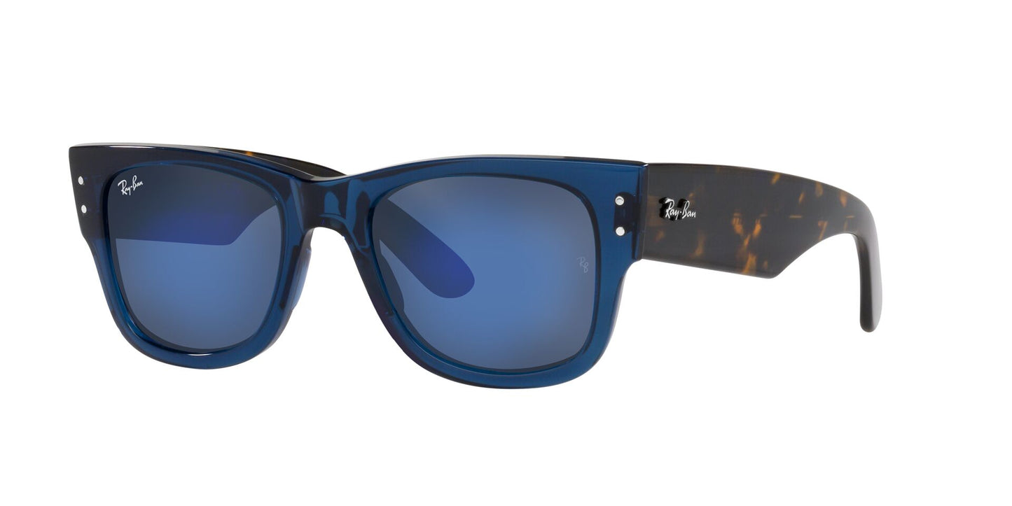 Ray-Ban Mega Wayfarer RB0840S Transparent Dark Blue/Grey Mirror Blue #colour_transparent-dark-blue-grey-mirror-blue