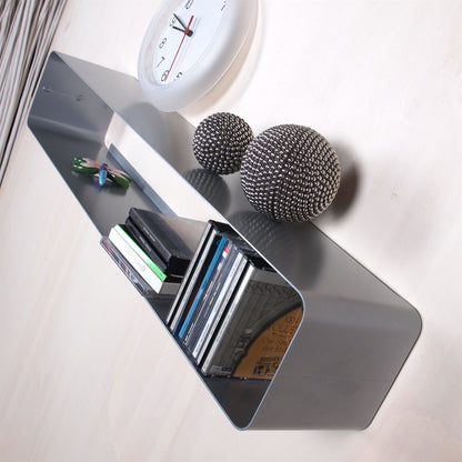 LOUNGE DESIGN CD REGAL "CUBE" | 80cm, Metall | für ca 70 CDs | Farbe: silber
