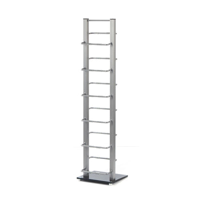 DESIGN CD STÄNDER TOWER 92 | silber, 92cm, Metal & Glas | für 85 CDs