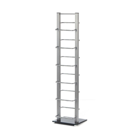 DESIGN CD STÄNDER TOWER 92 | silber, 92cm, Metal & Glas | für 85 CDs
