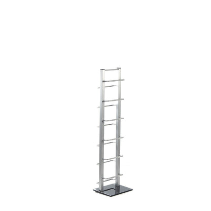 DESIGN CD STÄNDER TOWER 92 | silber, 92cm, Metal & Glas | für 85 CDs