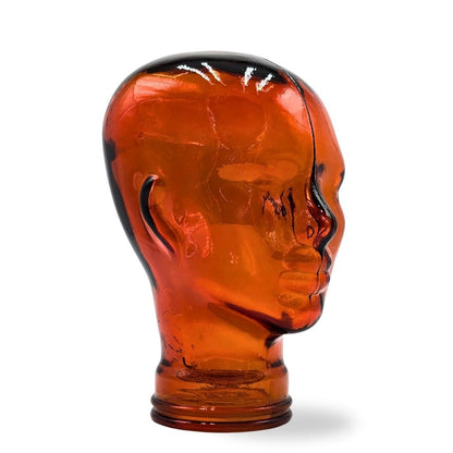 Glas KOPFHÖRERSTÄNDER MICK orange transparent | 29cm Glaskopf Skulptur