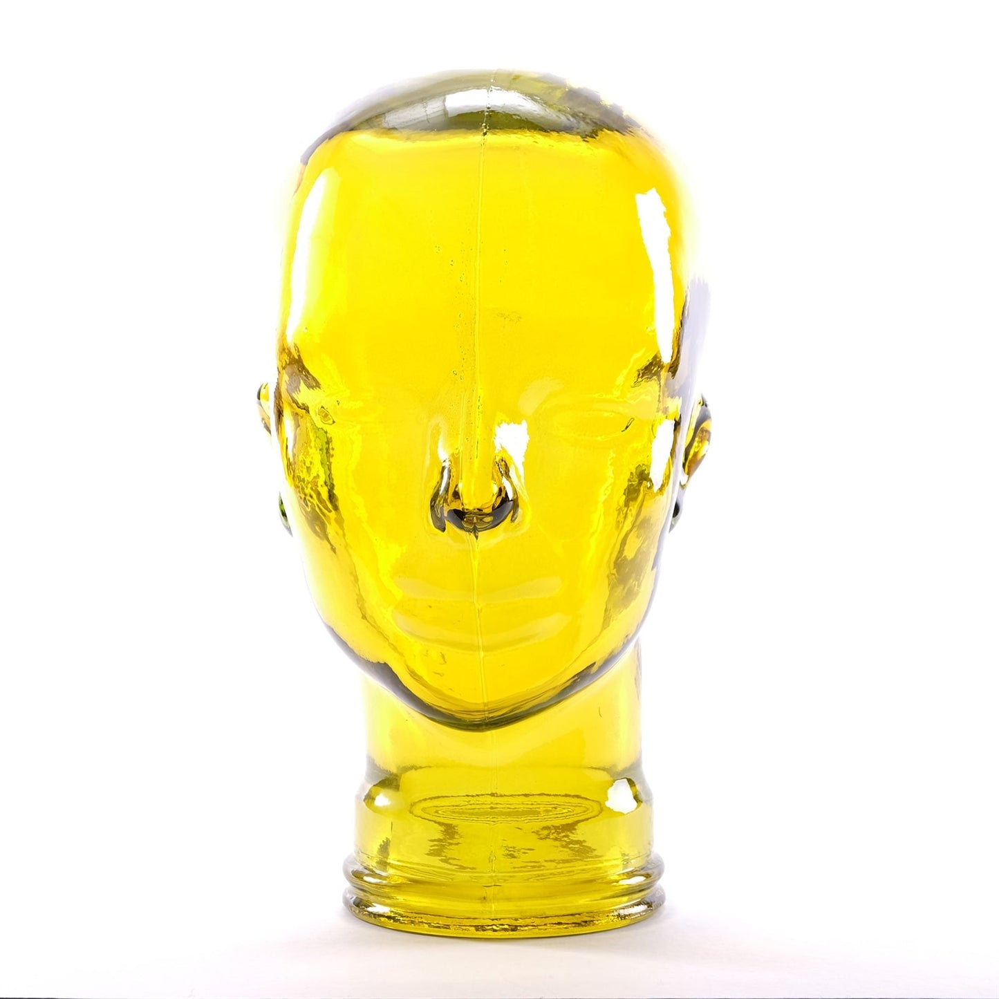 Glas KOPFHÖRERSTÄNDER MICK gelb transparent | 29cm Glaskopf Skulptur