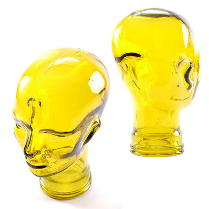 Glas KOPFHÖRERSTÄNDER MICK gelb transparent | 29cm Glaskopf Skulptur