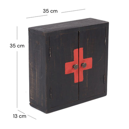 MEDIZINSCHRANK MEDIC | 35x35x13cm, Massivholz | Wandschrank | Farbe: 04 schwarz-natur