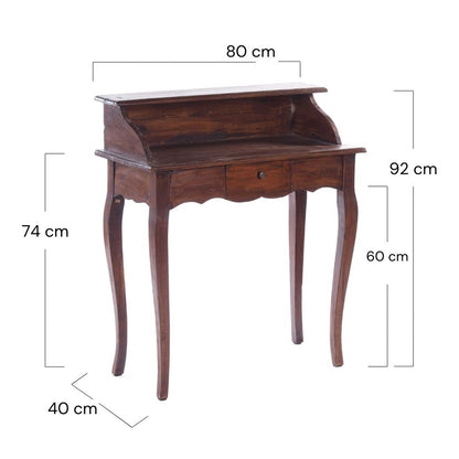 MASSIVHOLZ SEKRETÄR NAPOLEON 92x80cm(HxB) | Massivholz Schreibtisch | Farbe: 03 dunkelbraun