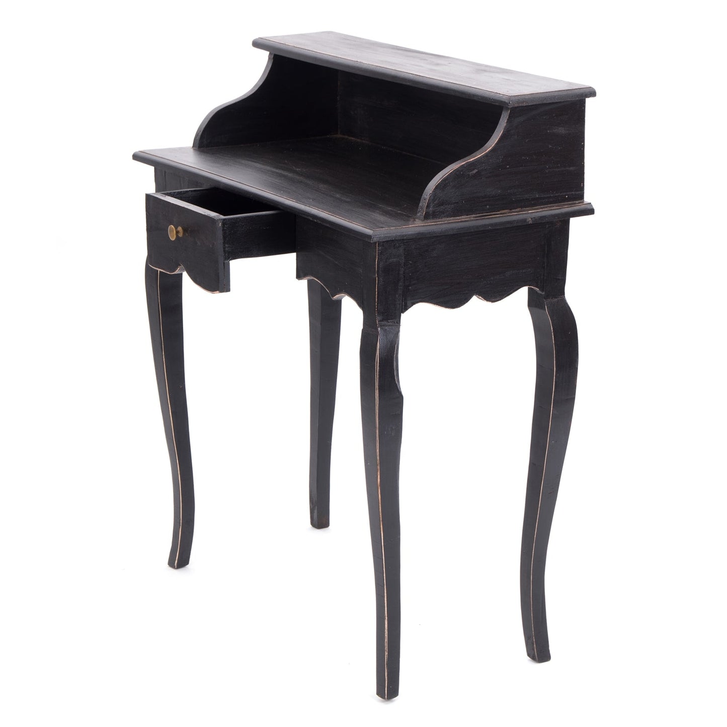 MASSIVHOLZ SEKRETÄR NAPOLEON 92x80cm(HxB) | Massivholz Schreibtisch | Farbe: 09 voodoo - schwarz