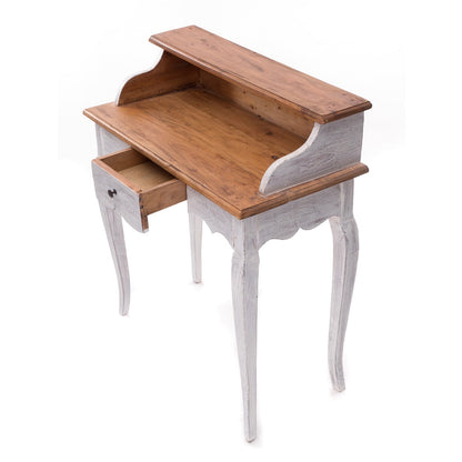 MASSIVHOLZ SEKRETÄR NAPOLEON 92x80cm(HxB) | Massivholz Schreibtisch | Farbe: 05 weiß-natur