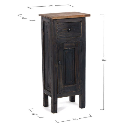 FLURSCHRANK PLANT 80x36cm (HxB) Massivholz | Telefontisch | Farbe: 04 schwarz-natur