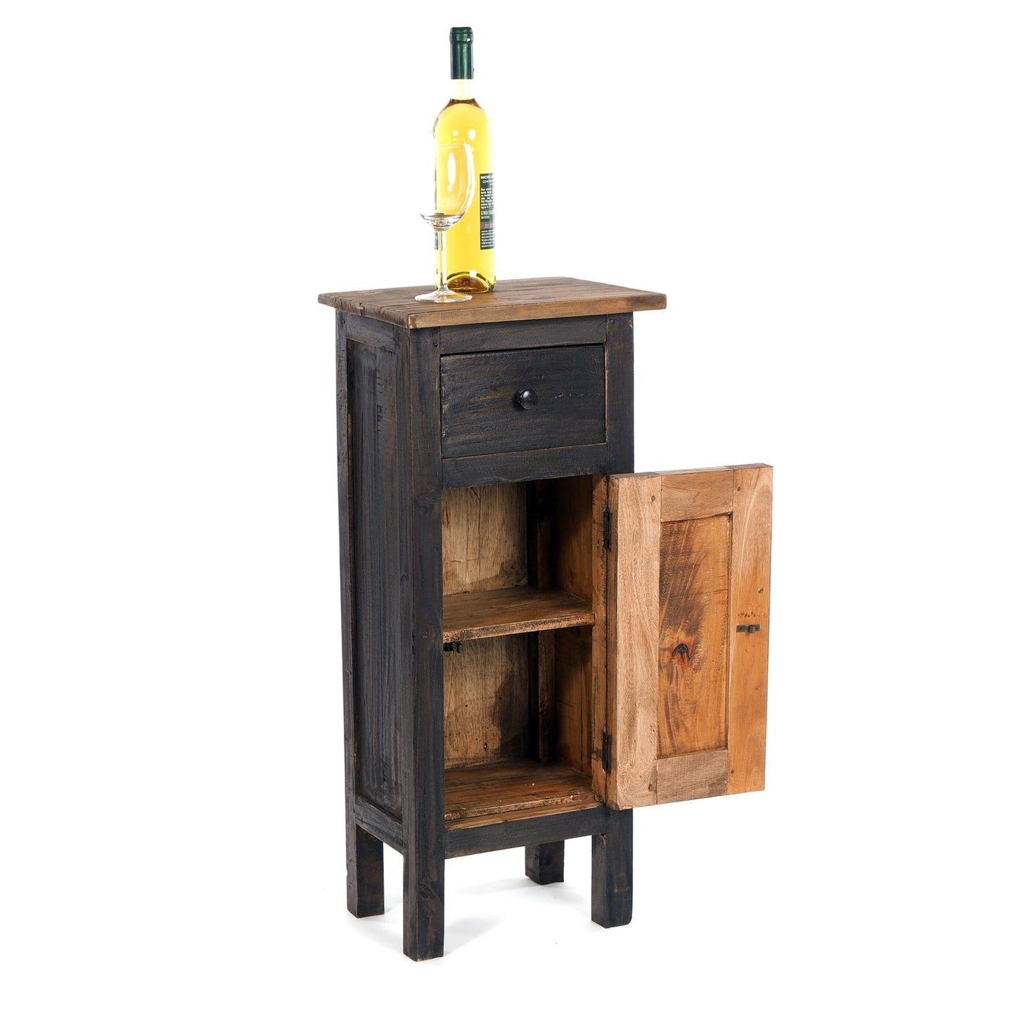 FLURSCHRANK PLANT 80x36cm (HxB) Massivholz | Telefontisch | Farbe: 04 schwarz-natur