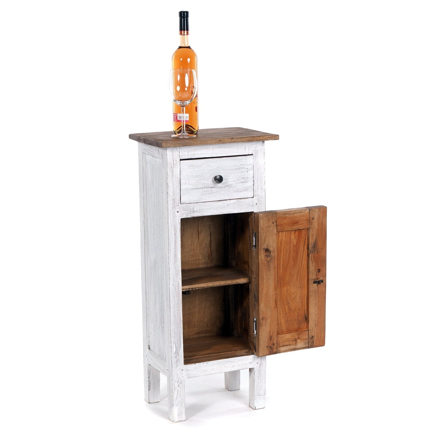 FLURSCHRANK PLANT 80x36cm (HxB) Massivholz | Telefontisch | Farbe: 05 weiß-natur