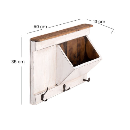 SCHLÜSSELBRETT "NATURA 50" | 50x35x13cm (BxHxT), Staufach | Garderobe | Farbe: 06 weiß-landhaus