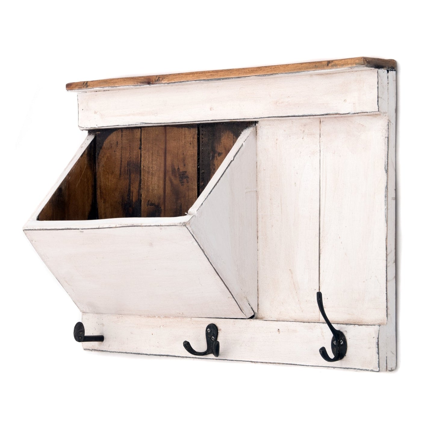 SCHLÜSSELBRETT "NATURA 50" | 50x35x13cm (BxHxT), Staufach | Garderobe | Farbe: 06 weiß-landhaus