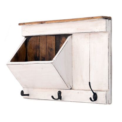 SCHLÜSSELBRETT "NATURA 50" | 50x35x13cm (BxHxT), Staufach | Garderobe | Farbe: 06 weiß-landhaus