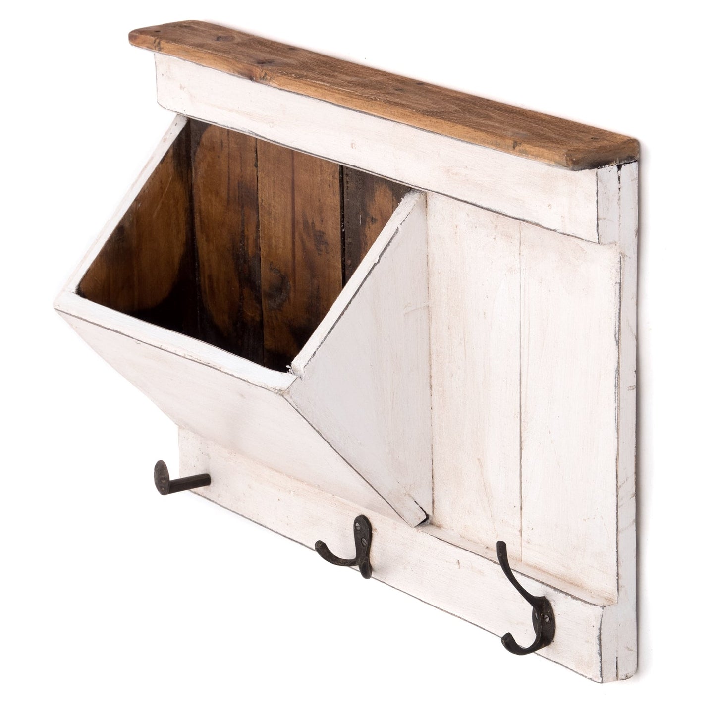SCHLÜSSELBRETT "NATURA 50" | 50x35x13cm (BxHxT), Staufach | Garderobe | Farbe: 06 weiß-landhaus