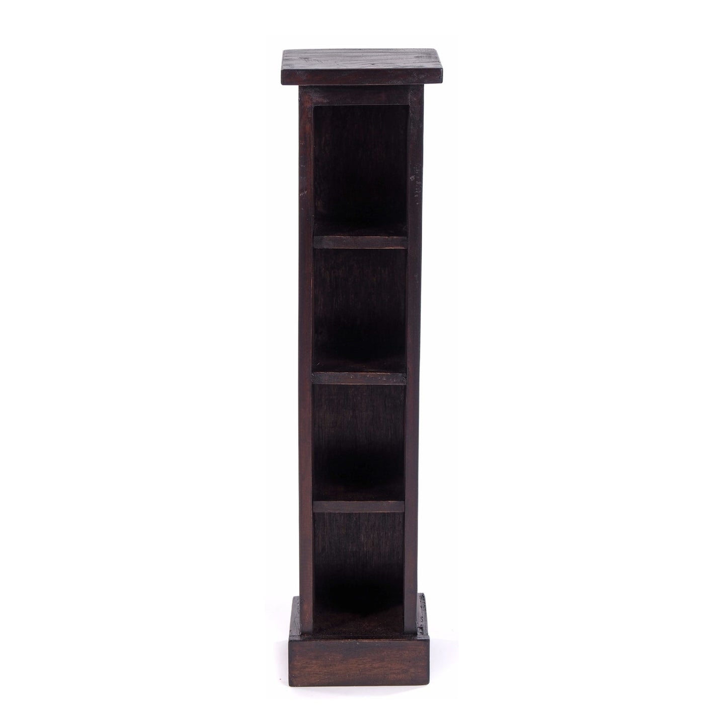 HOLZ CD REGAL TOWER | 75cm, Holzregal, Buch CD Rack mit 4 Fächern | Farbe: 03 dunkelbraun