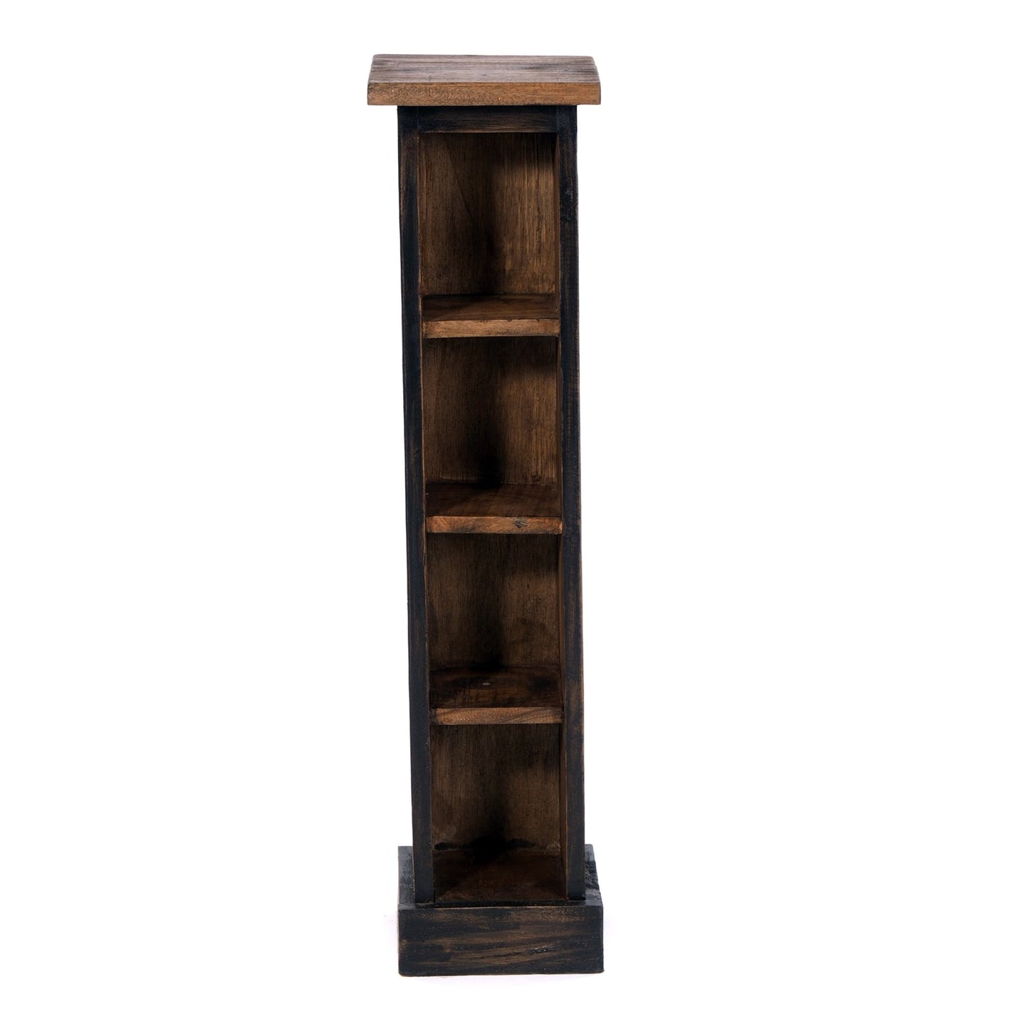 HOLZ CD REGAL TOWER | 75cm, Holzregal, Buch CD Rack mit 4 Fächern | Farbe: 04 schwarz-natur