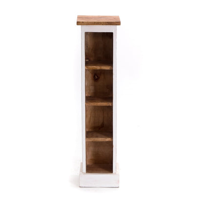 HOLZ CD REGAL TOWER | 75cm, Holzregal, Buch CD Rack mit 4 Fächern | Farbe: 06 weiß-landhaus