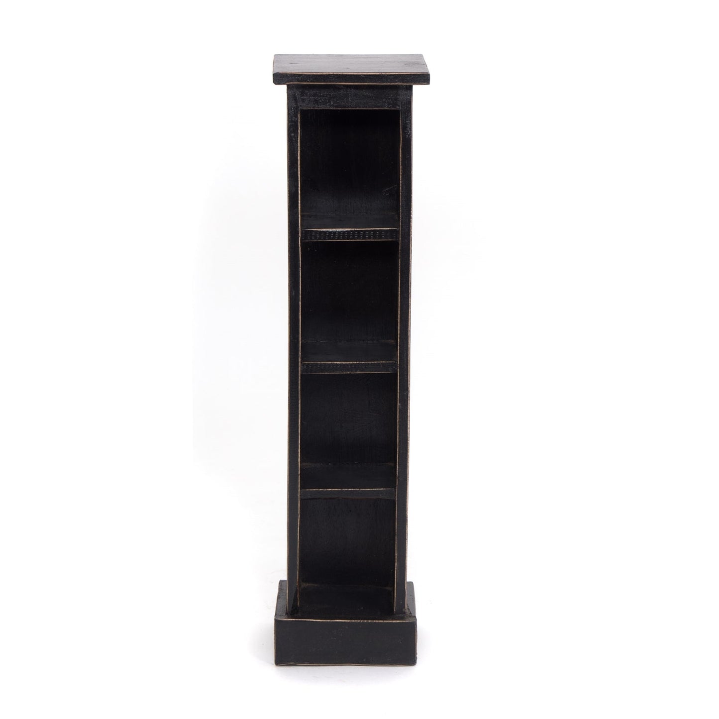 HOLZ CD REGAL TOWER | 75cm, Holzregal, Buch CD Rack mit 4 Fächern | Farbe: 09 voodoo - schwarz