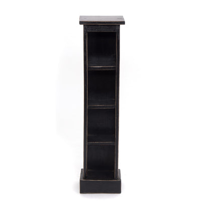HOLZ CD REGAL TOWER | 75cm, Holzregal, Buch CD Rack mit 4 Fächern | Farbe: 09 voodoo - schwarz
