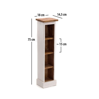 HOLZ CD REGAL TOWER | 75cm, Holzregal, Buch CD Rack mit 4 Fächern | Farbe: 06 weiß-landhaus