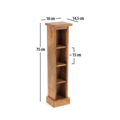 HOLZ CD REGAL TOWER | 75cm, Holzregal, Buch CD Rack mit 4 Fächern | Farbe: 08 honigfarben gewachst