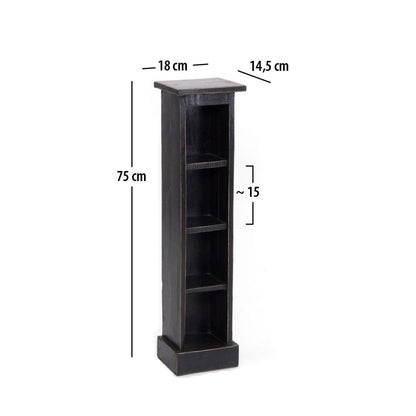 HOLZ CD REGAL TOWER | 75cm, Holzregal, Buch CD Rack mit 4 Fächern | Farbe: 09 voodoo - schwarz