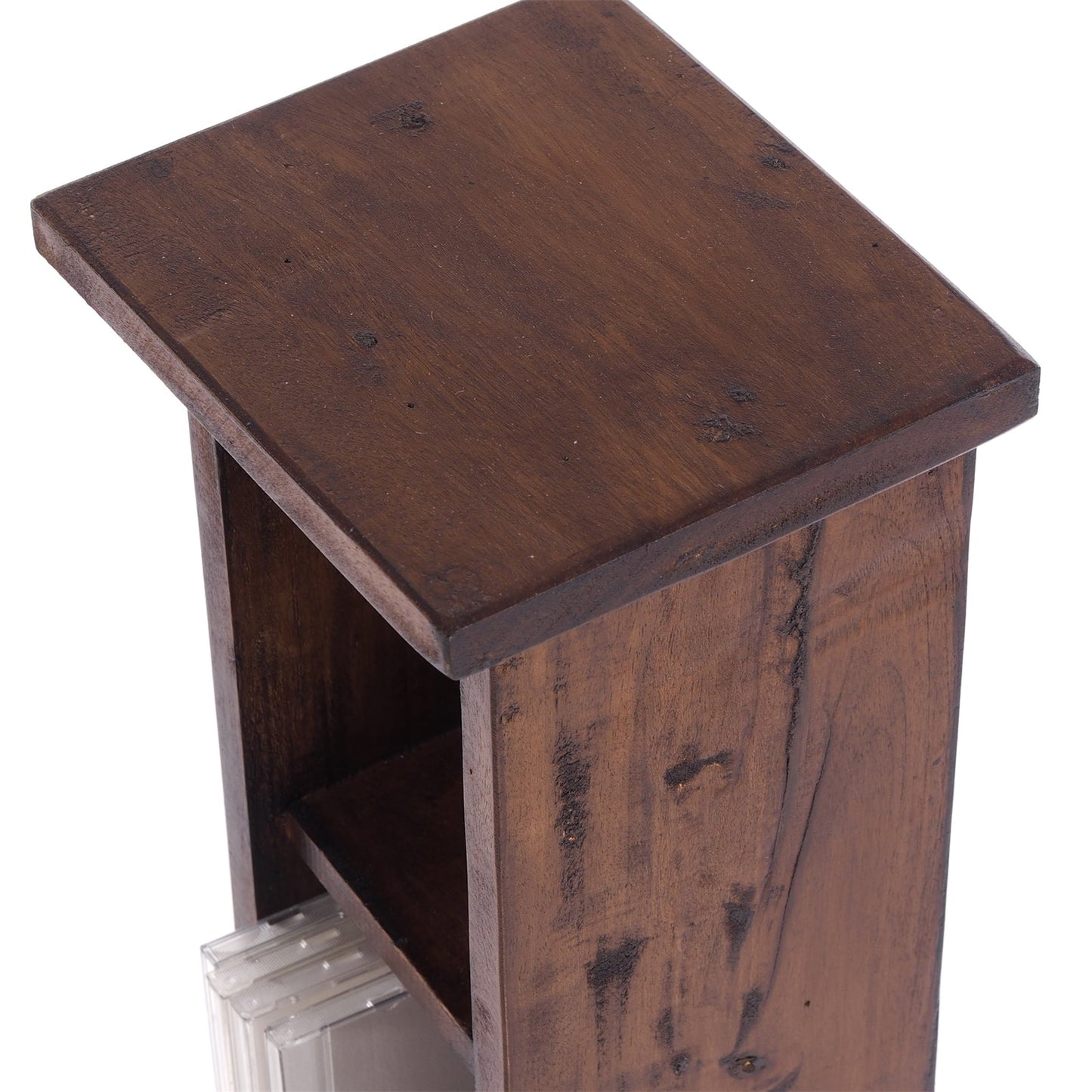 HOLZ CD REGAL TOWER | 75cm, Holzregal, Buch CD Rack mit 4 Fächern | Farbe: 02 hellbraun