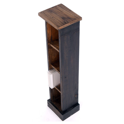 HOLZ CD REGAL TOWER | 75cm, Holzregal, Buch CD Rack mit 4 Fächern | Farbe: 04 schwarz-natur