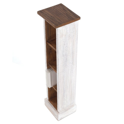 HOLZ CD REGAL TOWER | 75cm, Holzregal, Buch CD Rack mit 4 Fächern | Farbe: 05 weiß-natur