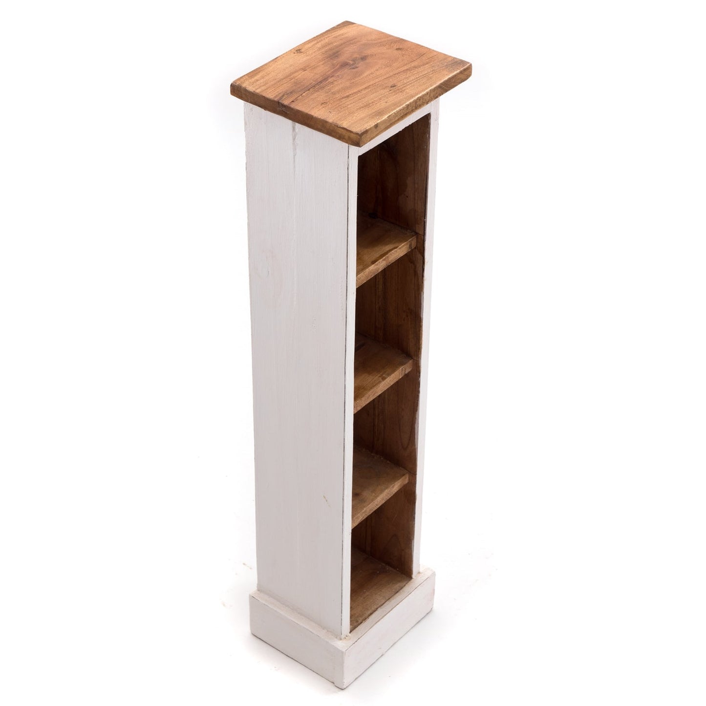 HOLZ CD REGAL TOWER | 75cm, Holzregal, Buch CD Rack mit 4 Fächern | Farbe: 06 weiß-landhaus