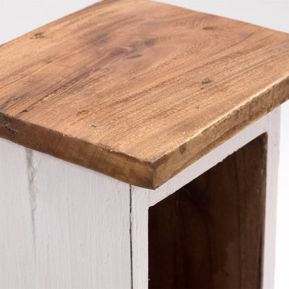 HOLZ CD REGAL TOWER | 75cm, Holzregal, Buch CD Rack mit 4 Fächern | Farbe: 06 weiß-landhaus