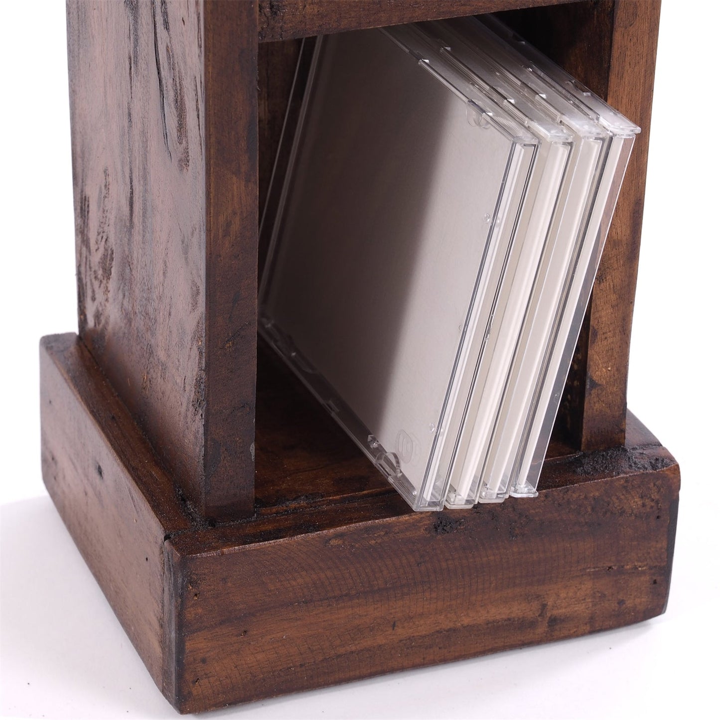 HOLZ CD REGAL TOWER | 75cm, Holzregal, Buch CD Rack mit 4 Fächern | Farbe: 02 hellbraun