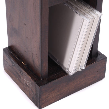 HOLZ CD REGAL TOWER | 75cm, Holzregal, Buch CD Rack mit 4 Fächern | Farbe: 03 dunkelbraun