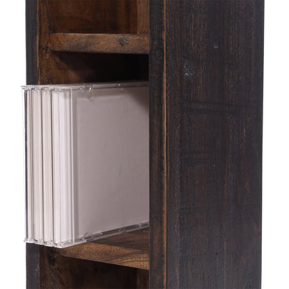HOLZ CD REGAL TOWER | 75cm, Holzregal, Buch CD Rack mit 4 Fächern | Farbe: 04 schwarz-natur