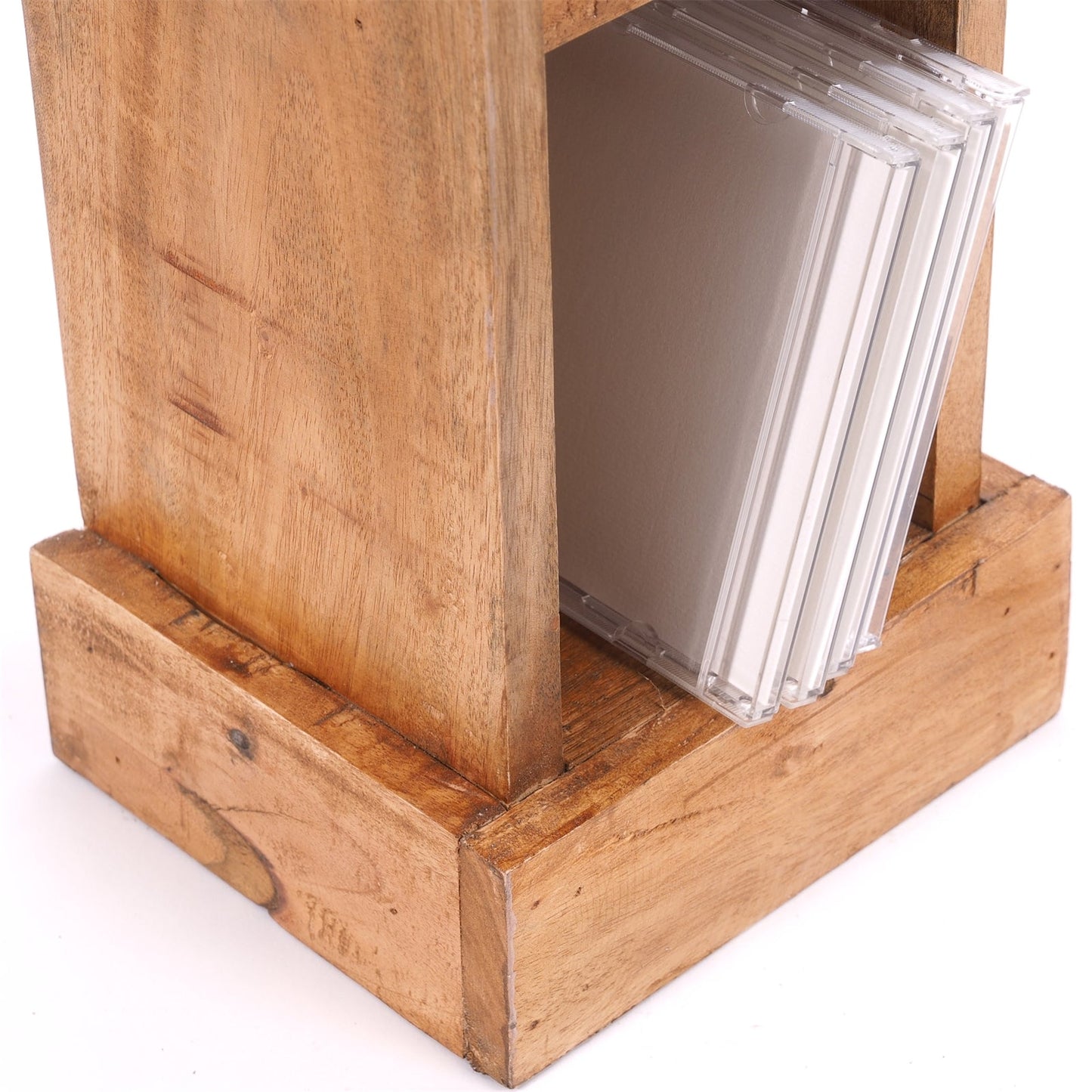 HOLZ CD REGAL TOWER | 75cm, Holzregal, Buch CD Rack mit 4 Fächern | Farbe: 08 honigfarben gewachst