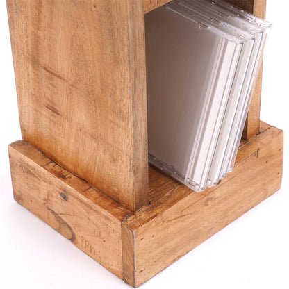 HOLZ CD REGAL TOWER | 75cm, Holzregal, Buch CD Rack mit 4 Fächern | Farbe: 08 honigfarben gewachst
