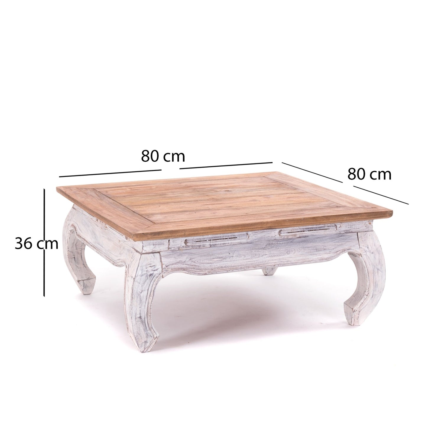OPIUMTISCH "EAST 80" | 80x80x36 cm, Mahagoni | Beistelltisch  | Farbe: 05 weiß-natur