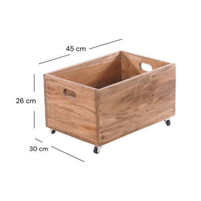 ROLLBARE HOLZKISTE "BOX" | 26x45x30 cm, Massivholz | Aufbewahrung | Farbe: 01 natur-vintage