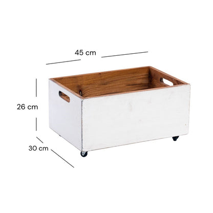 ROLLBARE HOLZKISTE "BOX" | 26x45x30 cm, Massivholz | Aufbewahrung | Farbe: 06 weiß-landhaus