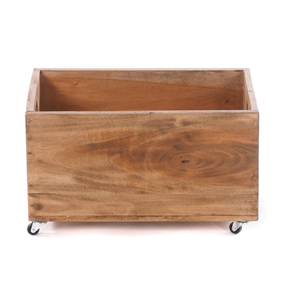 ROLLBARE HOLZKISTE "BOX" | 26x45x30 cm, Massivholz | Aufbewahrung | Farbe: 01 natur-vintage