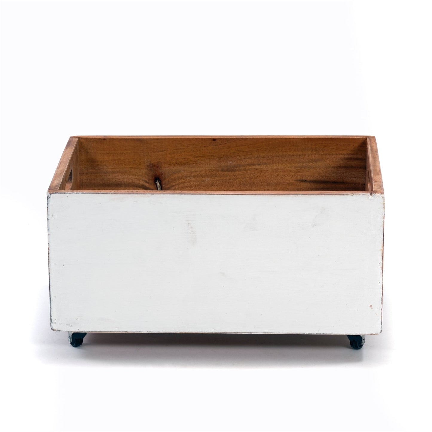 ROLLBARE HOLZKISTE "BOX" | 26x45x30 cm, Massivholz | Aufbewahrung | Farbe: 06 weiß-landhaus