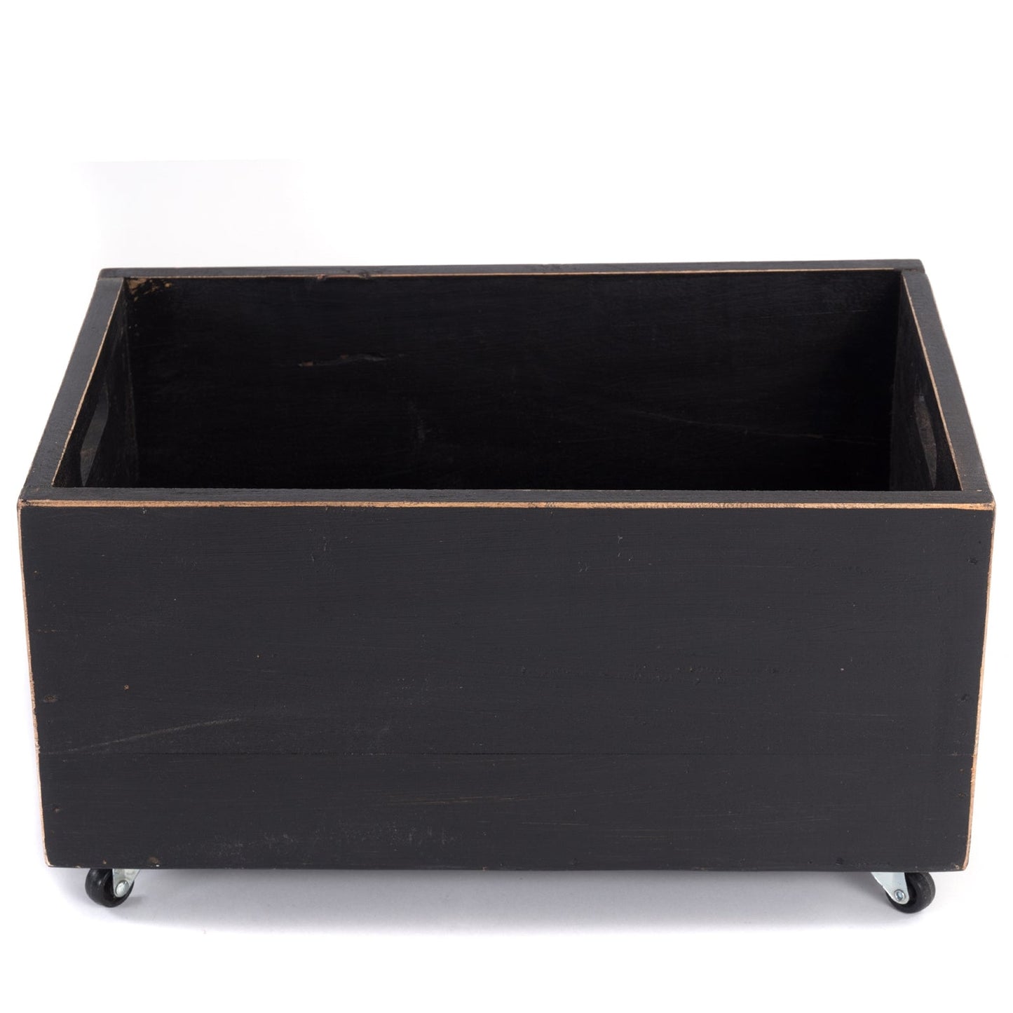 ROLLBARE HOLZKISTE "BOX" | 26x45x30 cm, Massivholz | Aufbewahrung | Farbe: 09 voodoo - schwarz