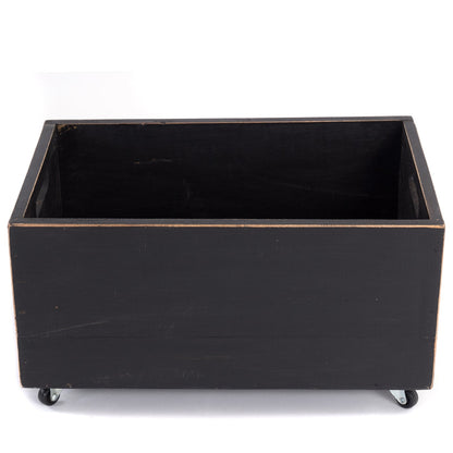 ROLLBARE HOLZKISTE "BOX" | 26x45x30 cm, Massivholz | Aufbewahrung | Farbe: 09 voodoo - schwarz