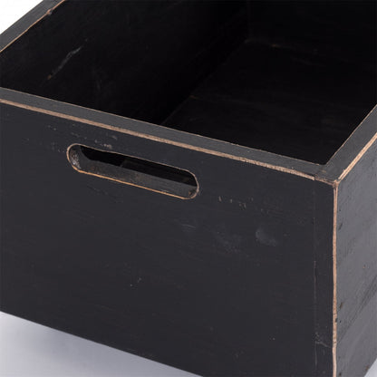 ROLLBARE HOLZKISTE "BOX" | 26x45x30 cm, Massivholz | Aufbewahrung | Farbe: 09 voodoo - schwarz